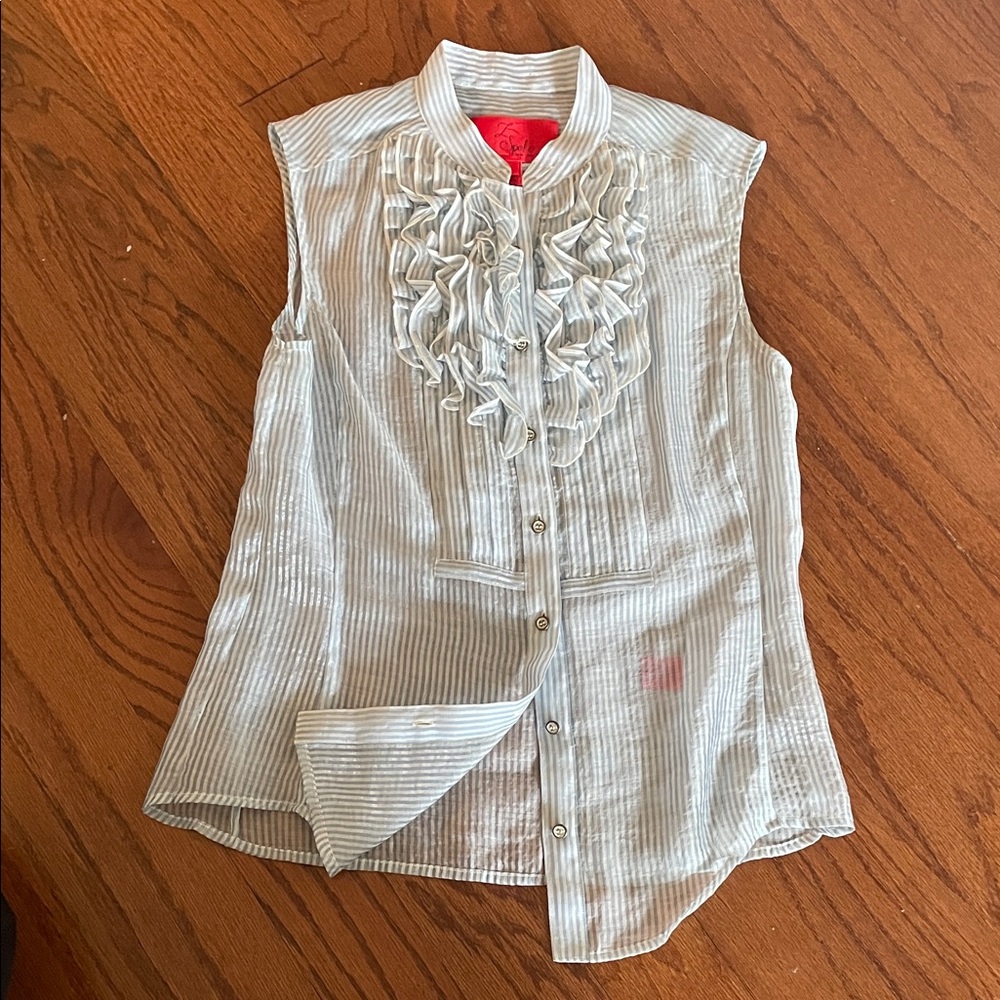 Z Spoke by Zac Posen Blue and White Striped Blouse